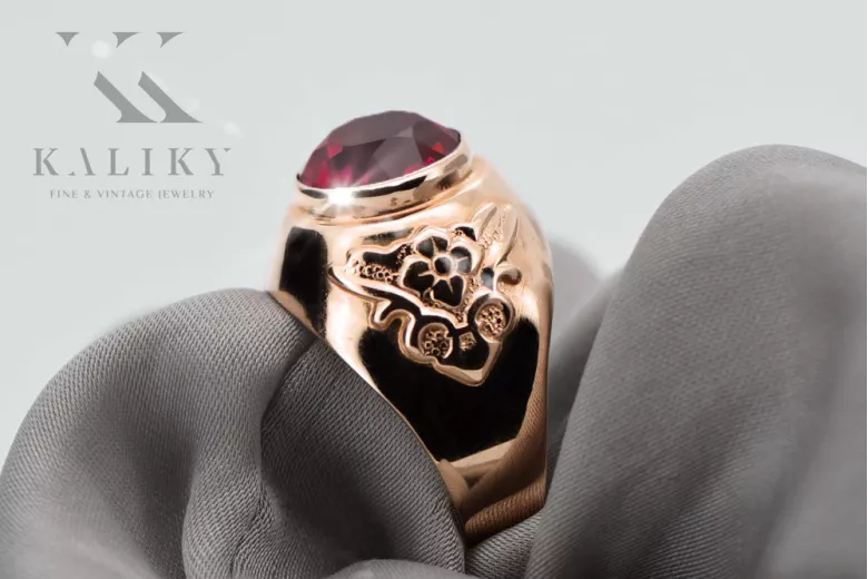 Ring Vintage Jewlery Ruby Original Vintage 14K Rose Gold vrc078r